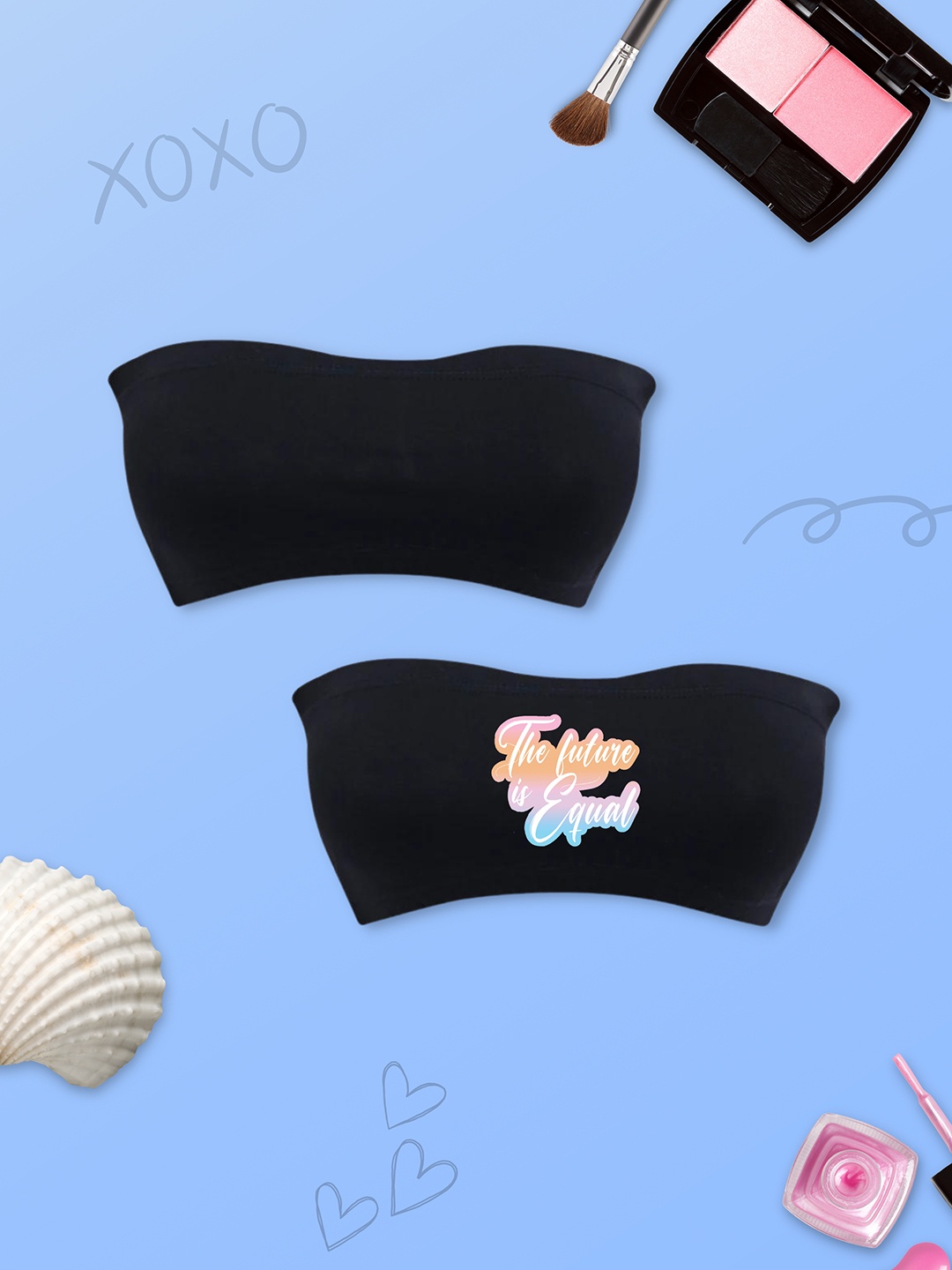 

Girls Pack Of 2 Double Layer Premium Cotton Non-Wired Non Padded Beginners Bra DCBRJU7790/xxxs, Black