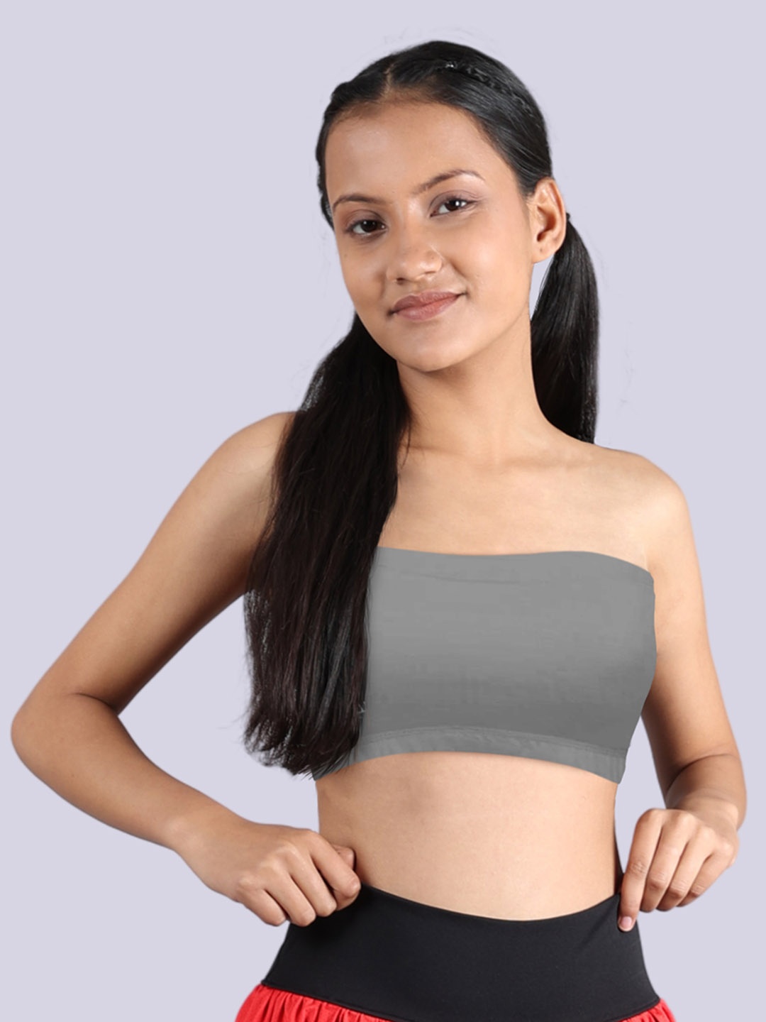 

Girls Double Layer Premium Cotton Non-Wired Non Padded Beginners Bra DCBRJU7794/xxxs, Grey melange