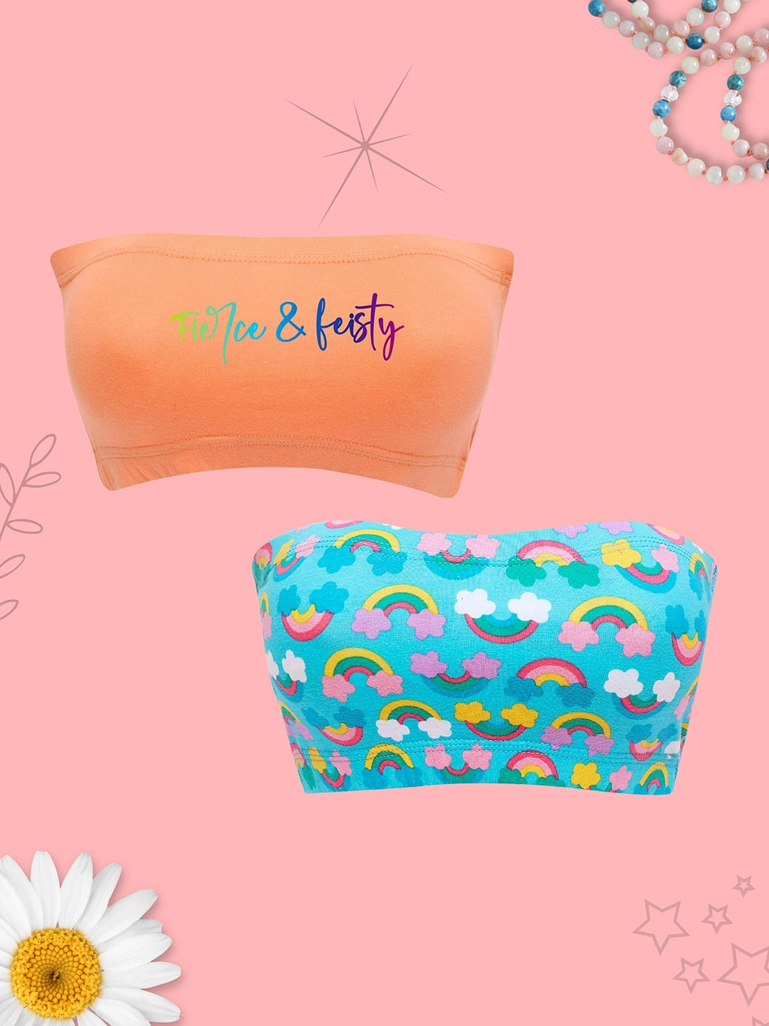 

DChica Peach-Coloured & Blue Bra