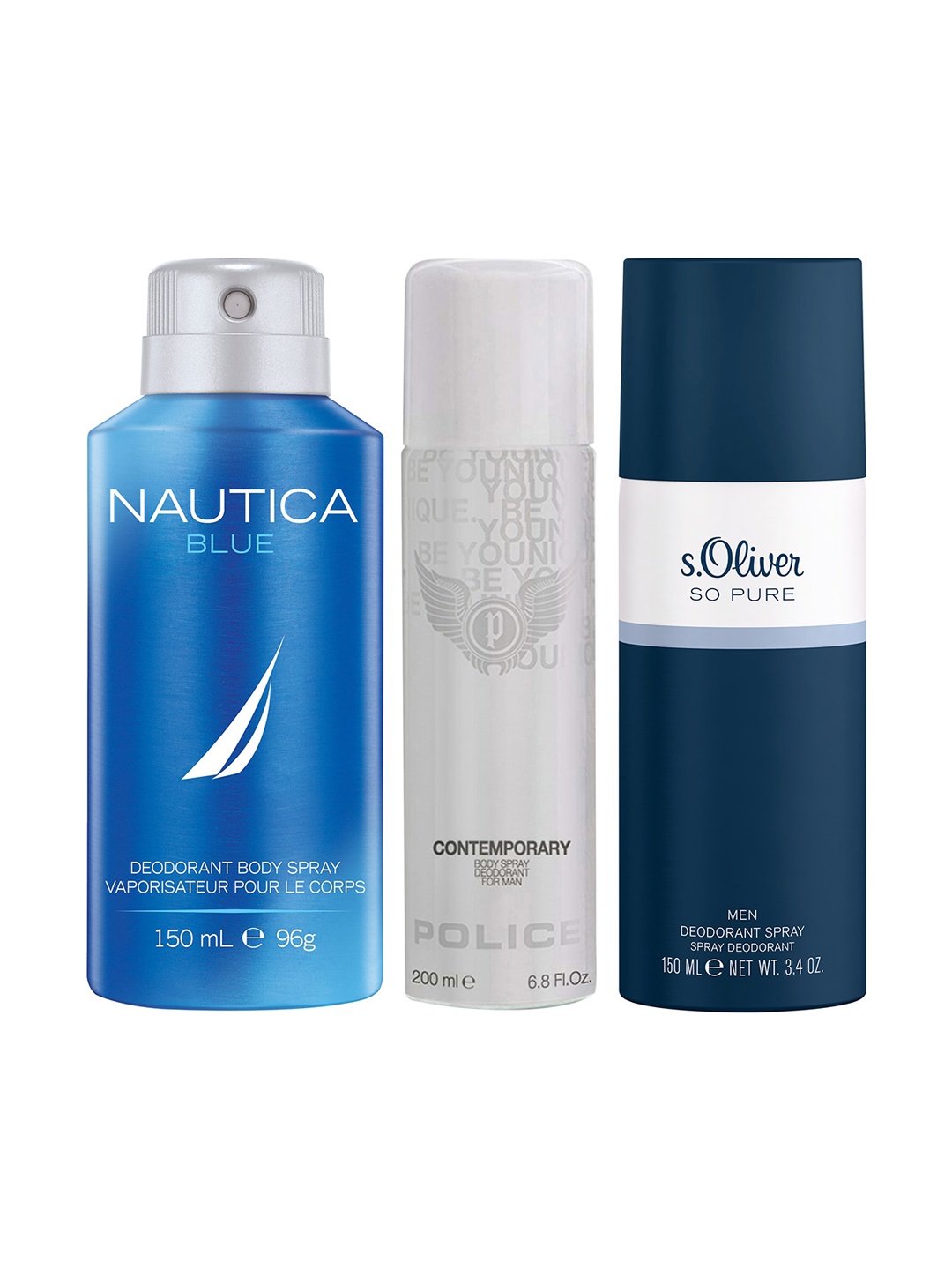 

Nautica x Police x s.Oliver Men Set of 3 Deodorant Body Spray - 500 ml, Blue