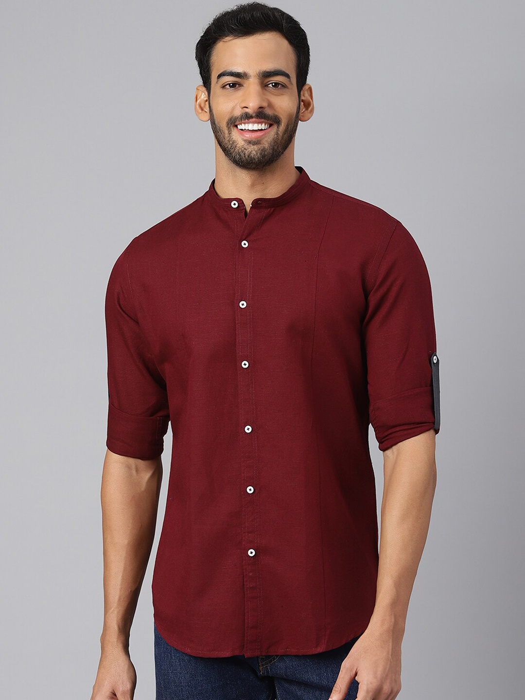 

MR BUTTON Men Maroon Slim Fit Casual Shirt