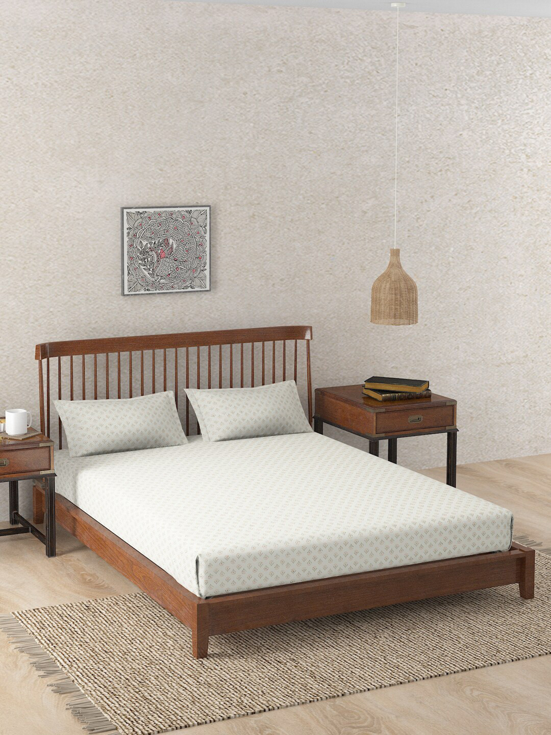 

Fabindia Teal Floral Cotton 180 TC Single Bedsheet with 2 Pillow Covers