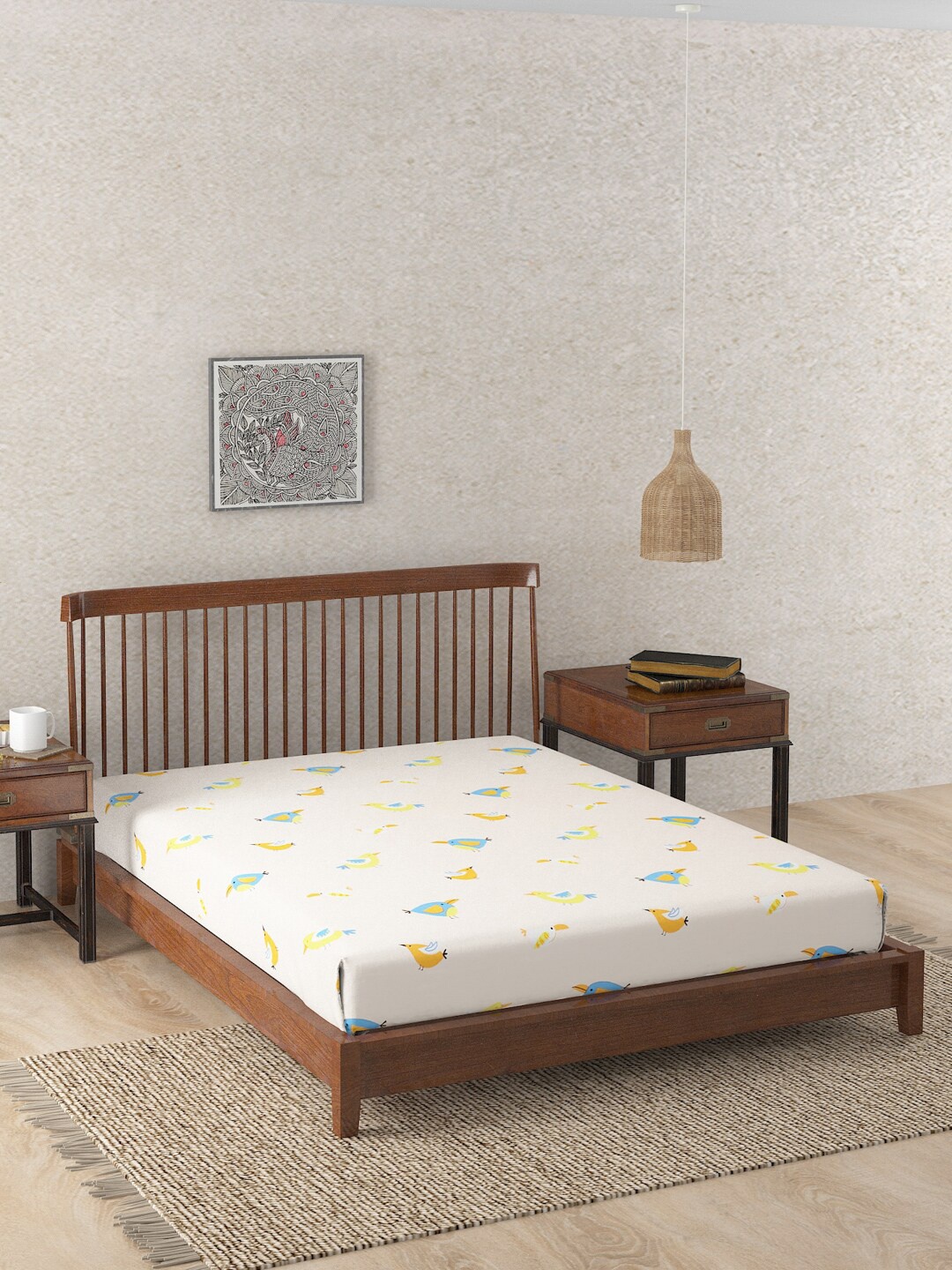 

Fabindia Multicoloured Geometric 180 TC Single Bedsheet with Pillow Covers, Multi