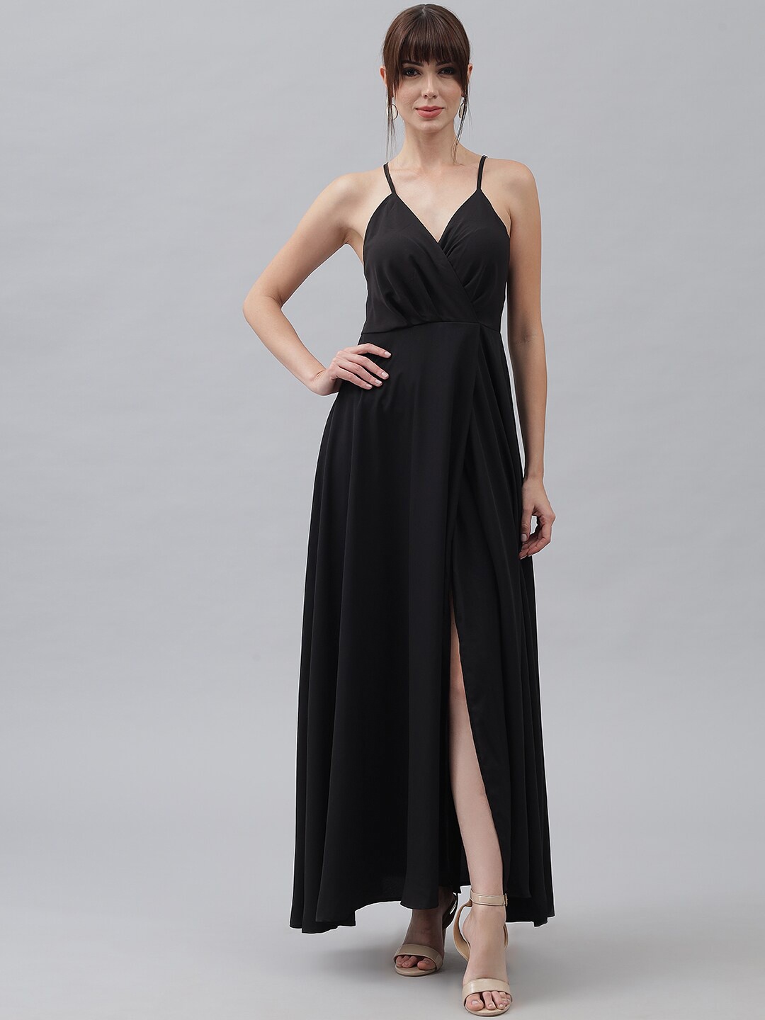 

emeros Black Crepe Maxi Dress