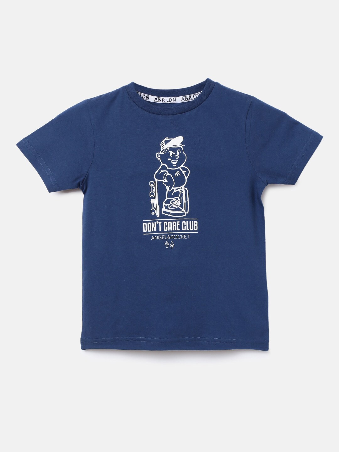 

Angel & Rocket Boys Blue Typography Printed T-shirt