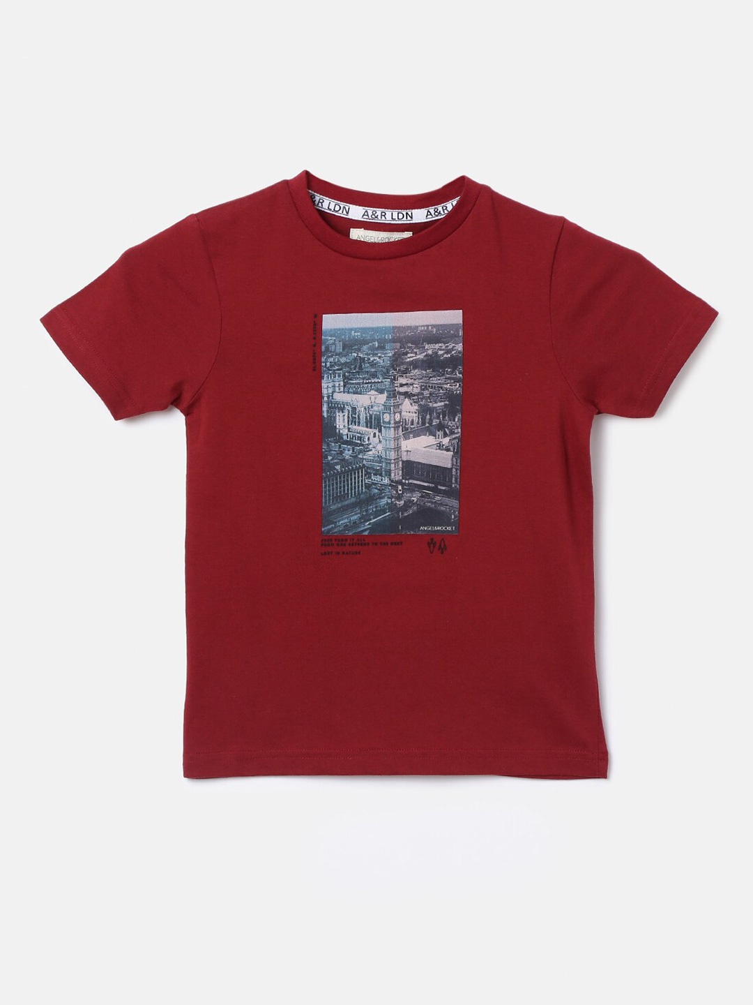 

Angel & Rocket Boys Red Typography Printed T-shirt