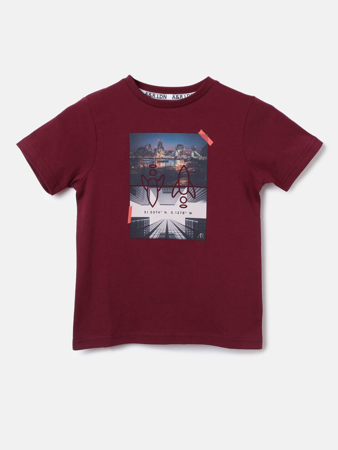

Angel & Rocket Boys Red Printed T-shirt