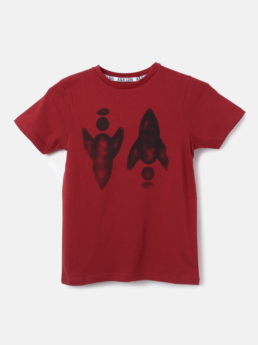 

Angel & Rocket Boys Maroon Printed Applique T-shirt