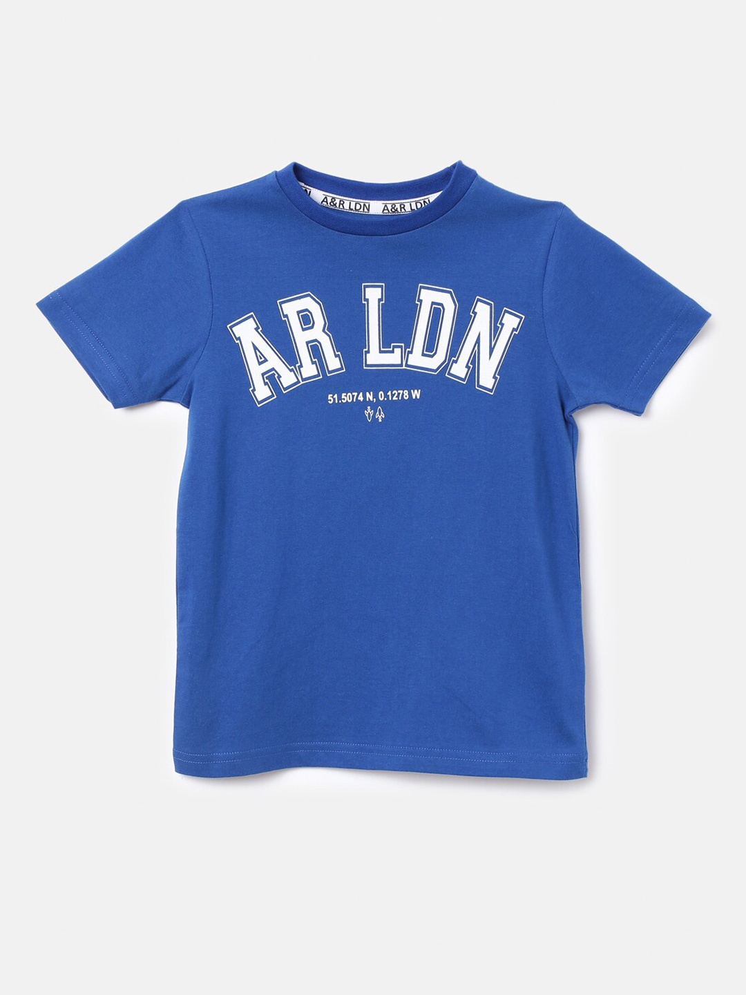 

Angel & Rocket Boys Blue Typography Printed Applique T-shirt