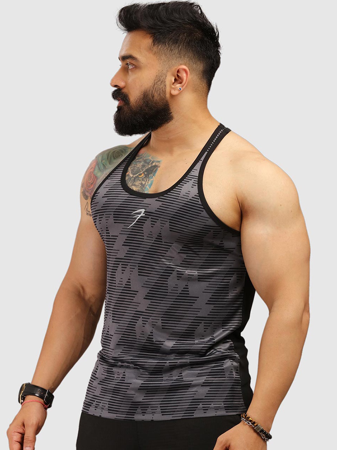 

FUAARK Men Grey Printed Slim-Fit Innerwear Vests