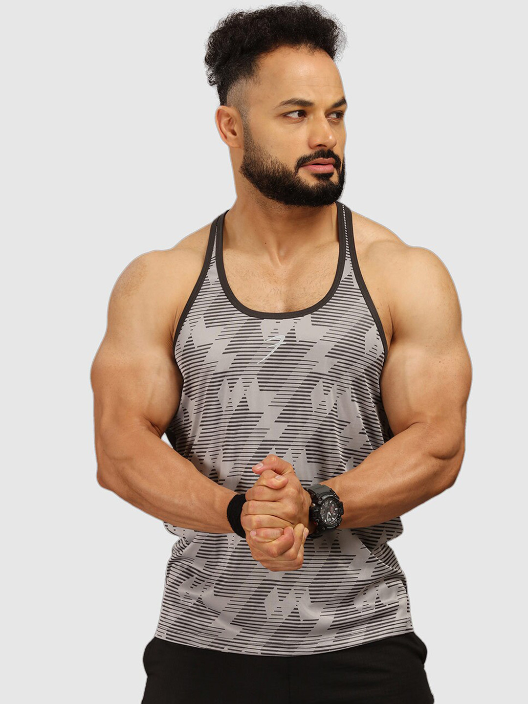 

FUAARK Men Grey Printed Slim-Fit Innerwear Vests