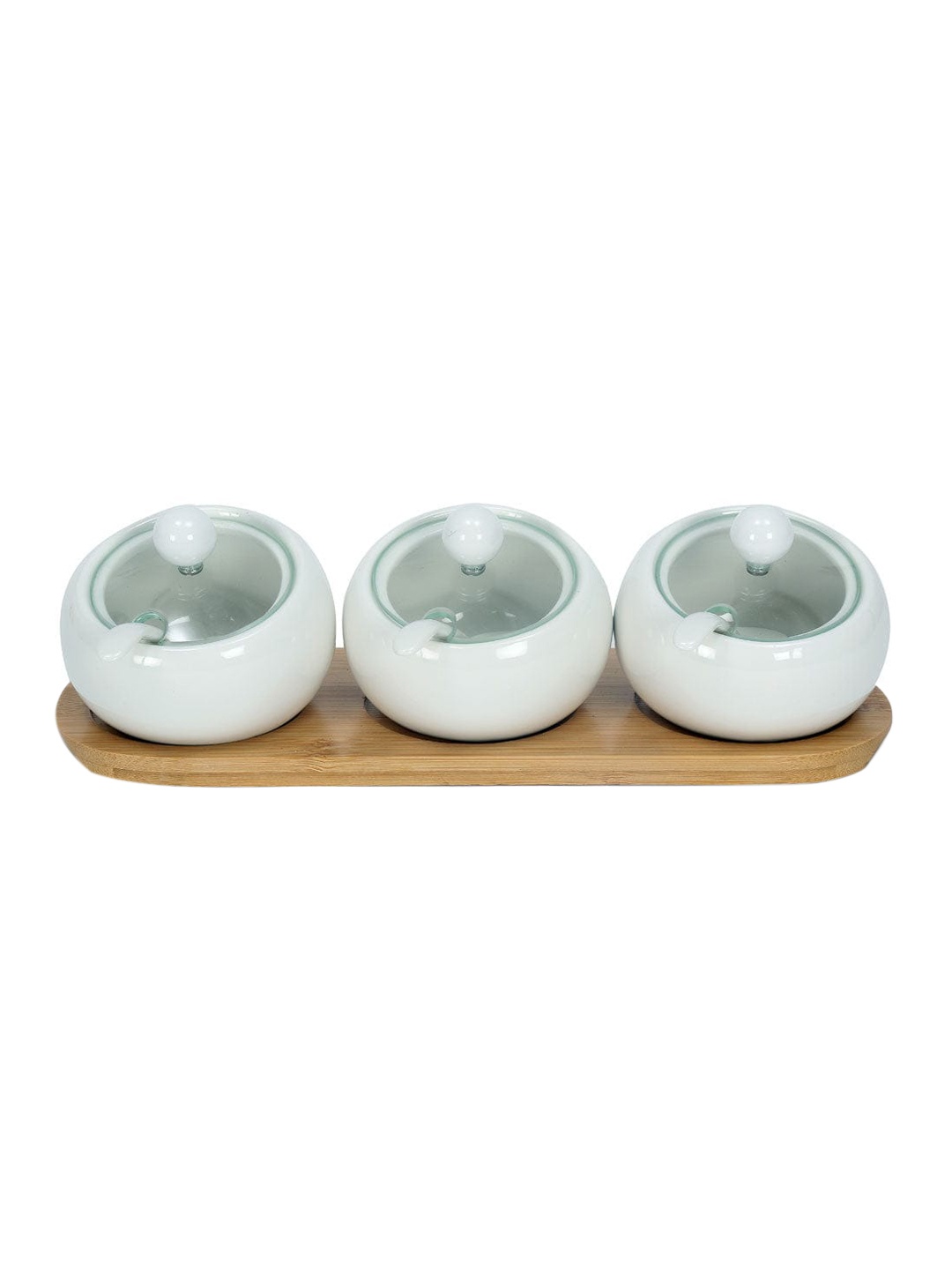 

Athome by Nilkamal White Condiment Set Of 3 Piece With Spoon