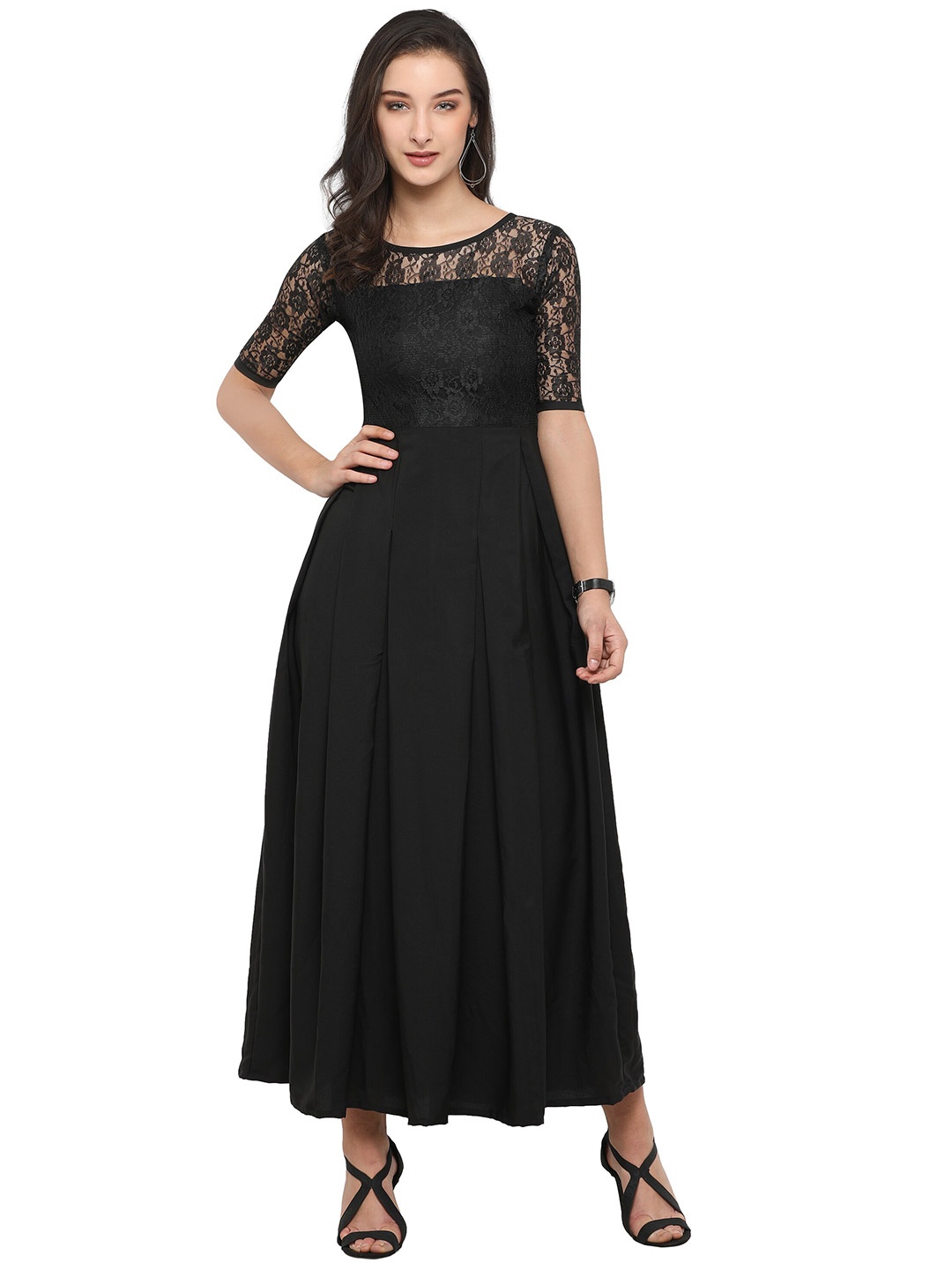 

SHEETAL Associates Black Crepe Maxi Dress