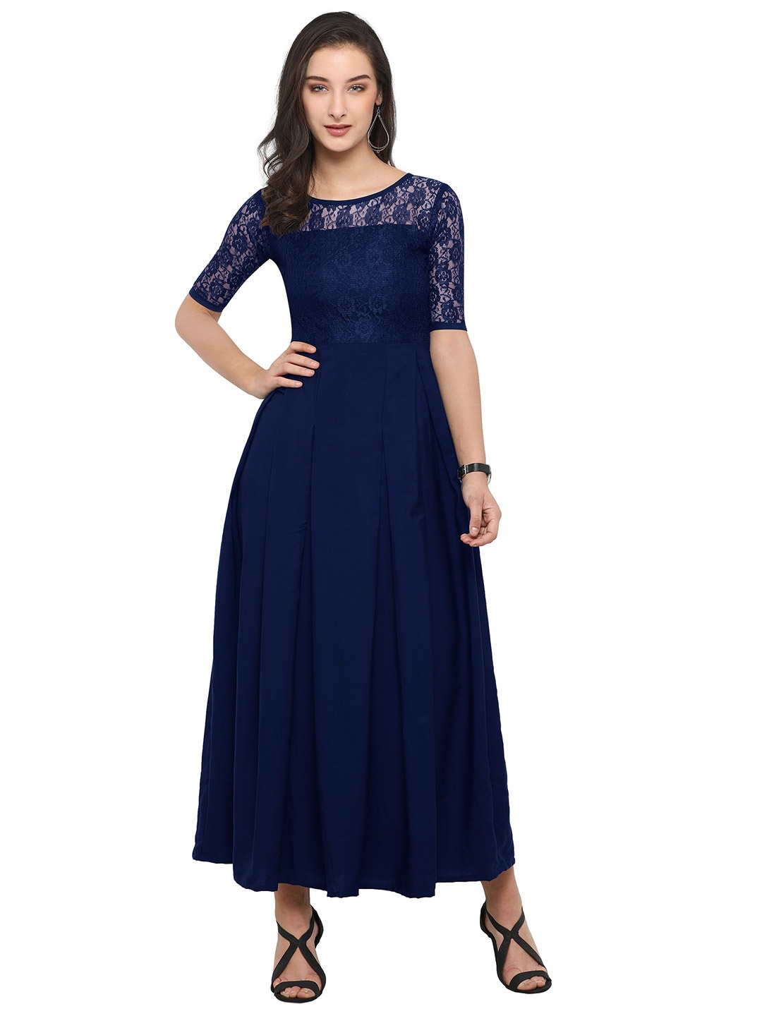 

SHEETAL Associates Blue Crepe Maxi Dress