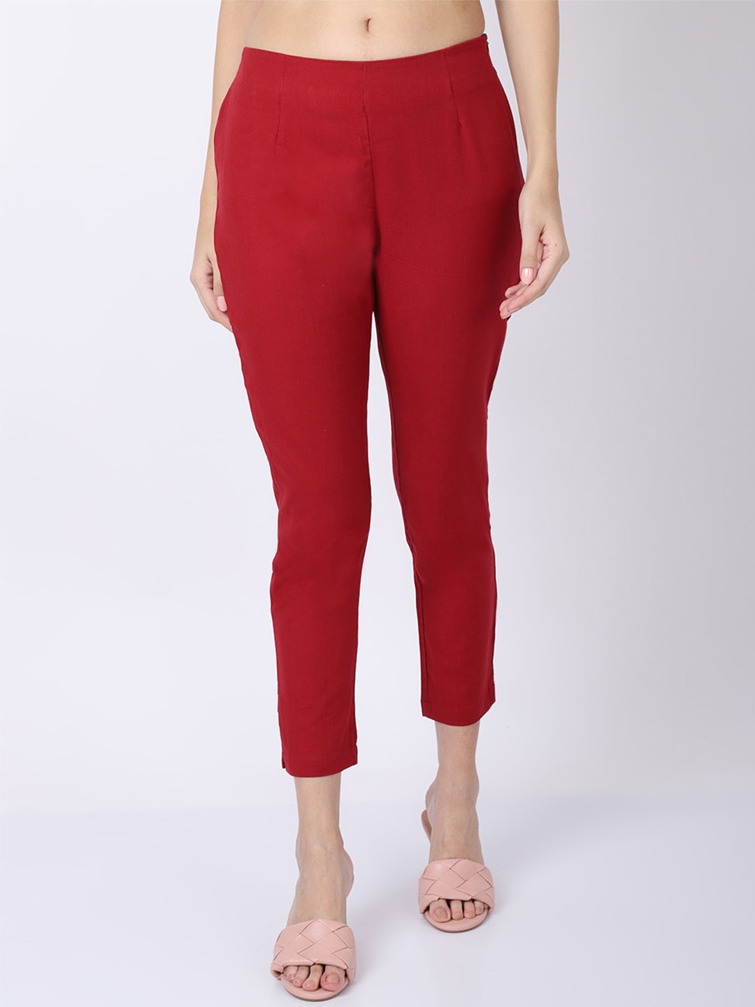 

Cantabil Women Maroon Pleated Trousers