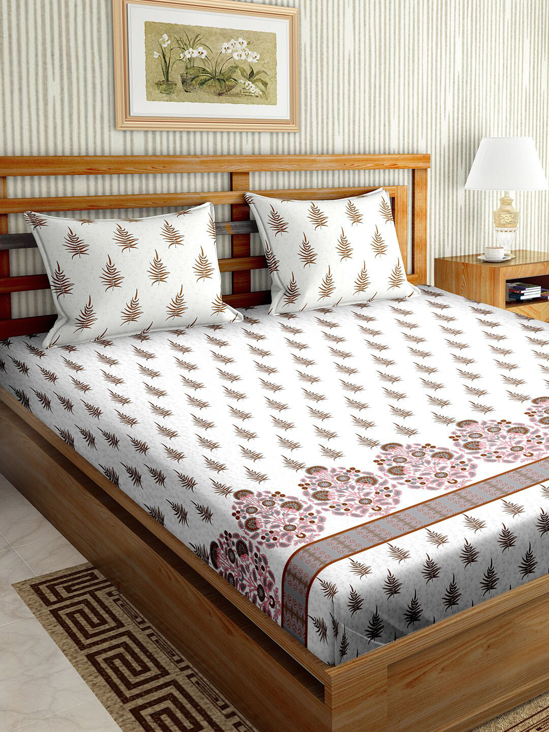

BELLA CASA Multicoloured Floral 180 TC King Bedsheet with 2 Pillow Covers, Multi