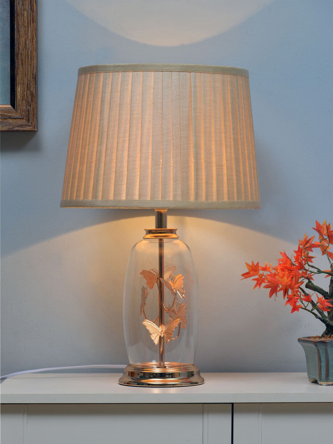 

Athome by Nilkamal Gold-Toned Butterflies Table Lamp