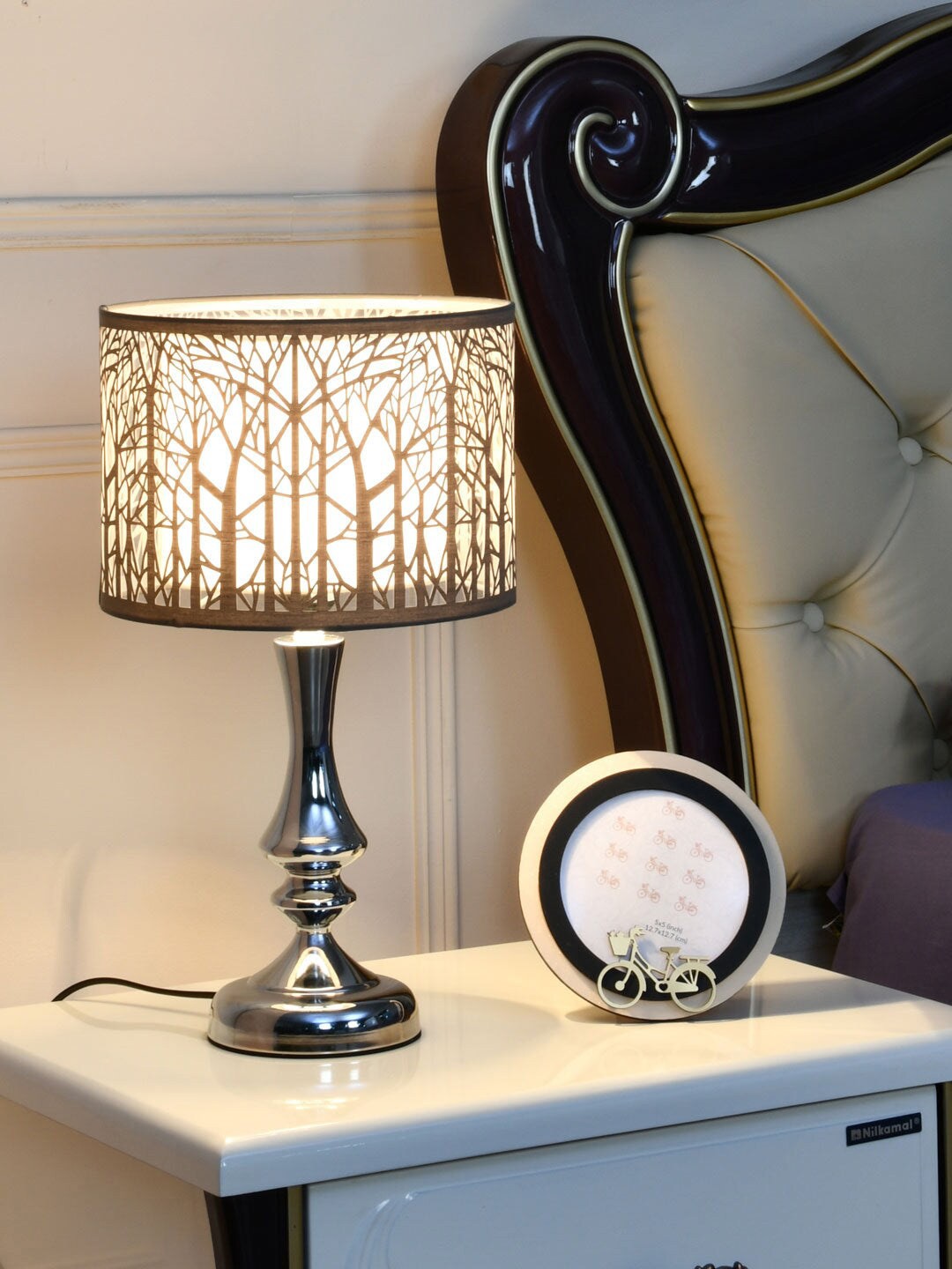 

Athome by Nilkamal Silver-Toned Forest Trees Table Lamp