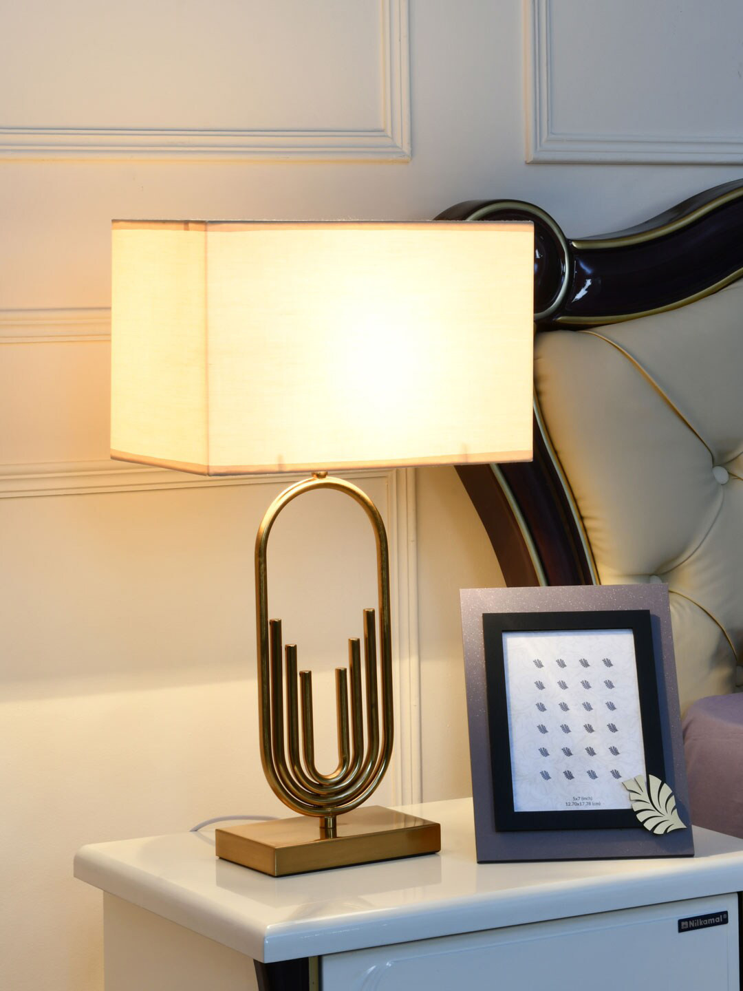 

Athome by Nilkamal Gold Toned Contempo Sleek Table Lamp With Shade