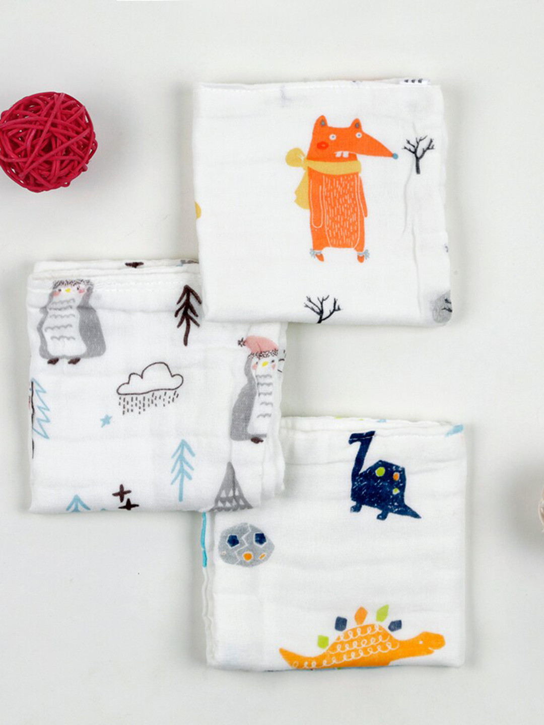

Baby Moo Kids Set of 3 Printed Cloth Napkins, Multi