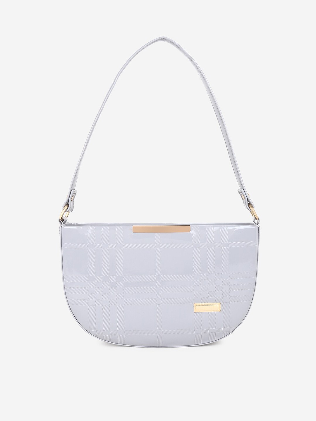

Stropcarry Blue Textured Half Moon Shoulder Bag with Quilted