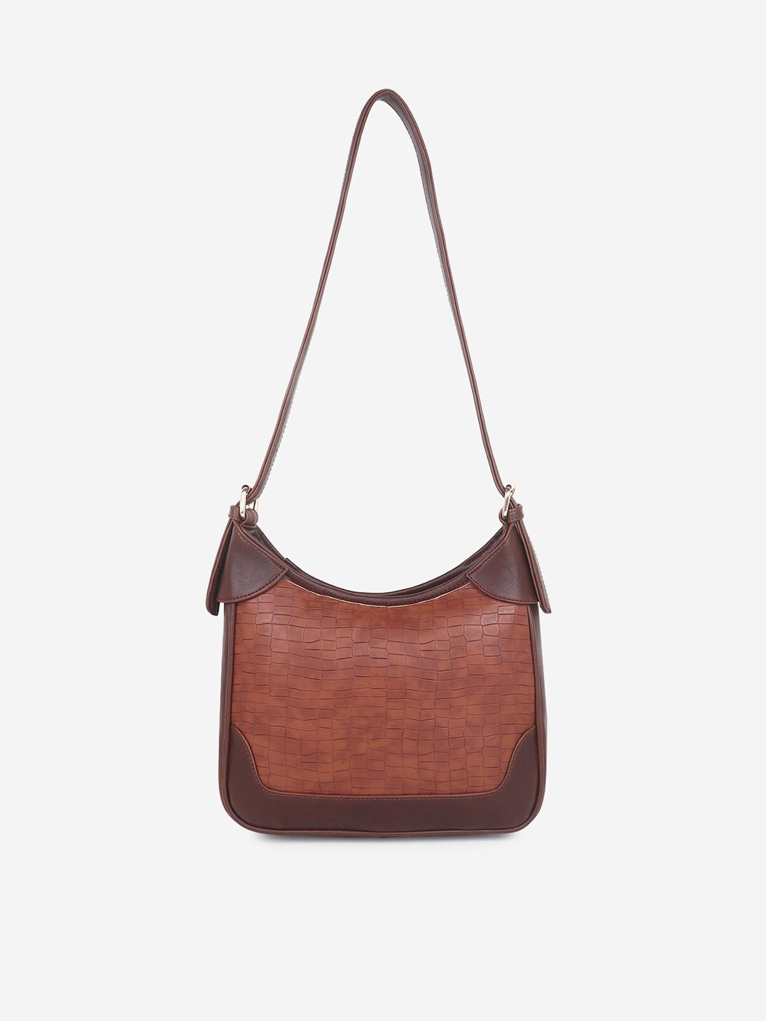 

Stropcarry Brown Colourblocked Structured Sling Bag with Tasselled