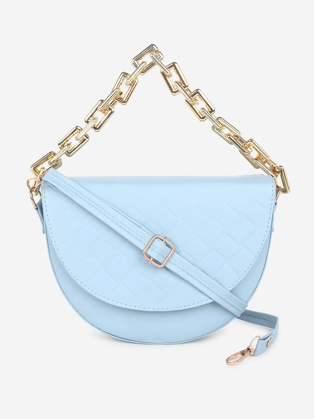 

Stropcarry Blue Half Moon Handheld Bag with Quilted