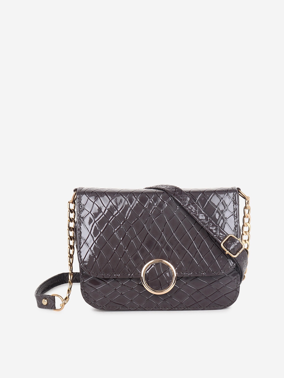 

Stropcarry Grey Textured Structured Sling Bag with Quilted