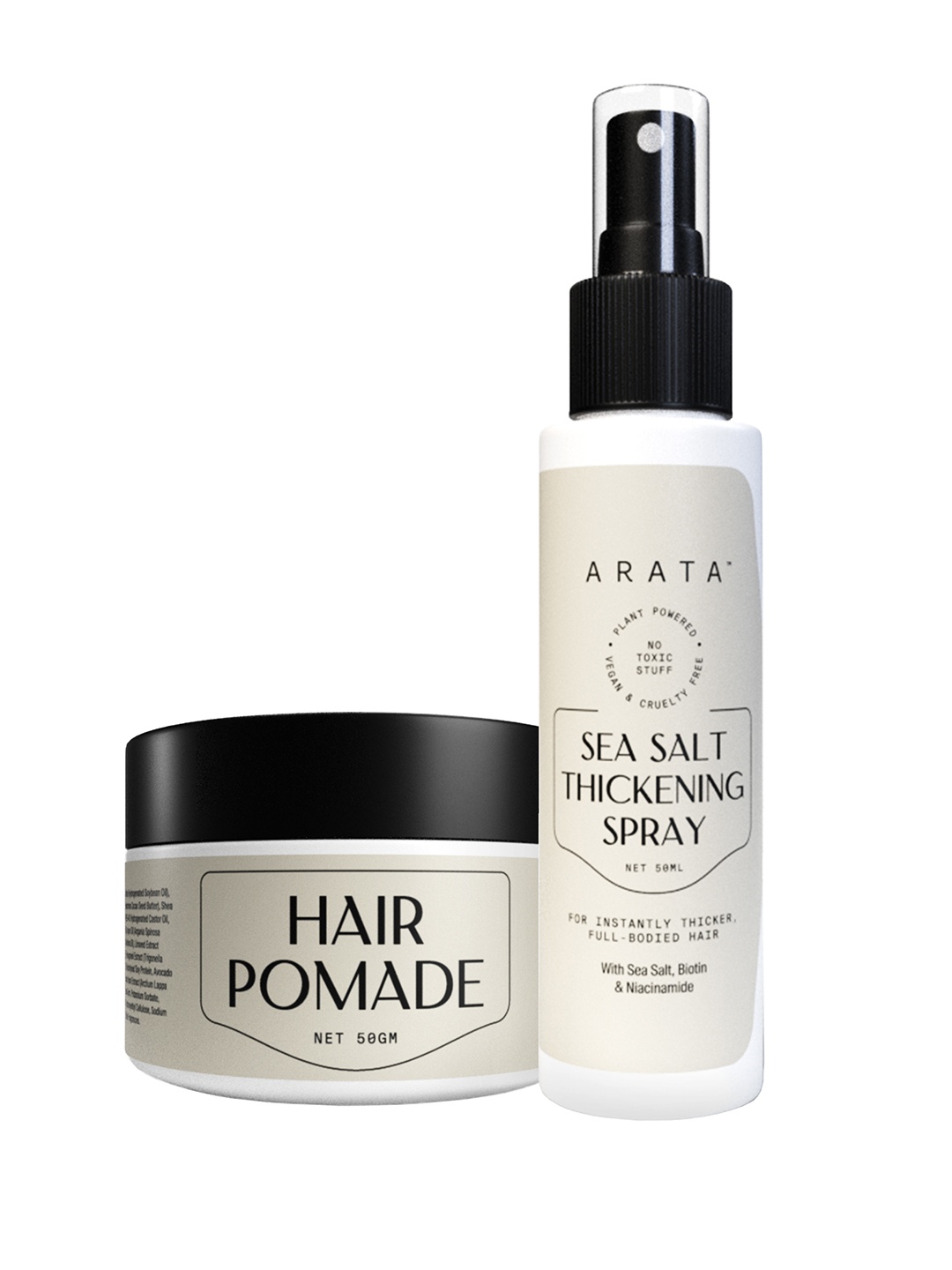 

ARATA Men Pro Grooming Set - Hair Pomade 50g & Sea Salt Thickening Spray 50ml, White