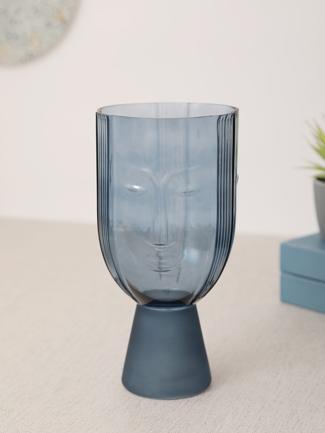

HomeTown Aqua Blue Transparent Monique Pop Glass Vase