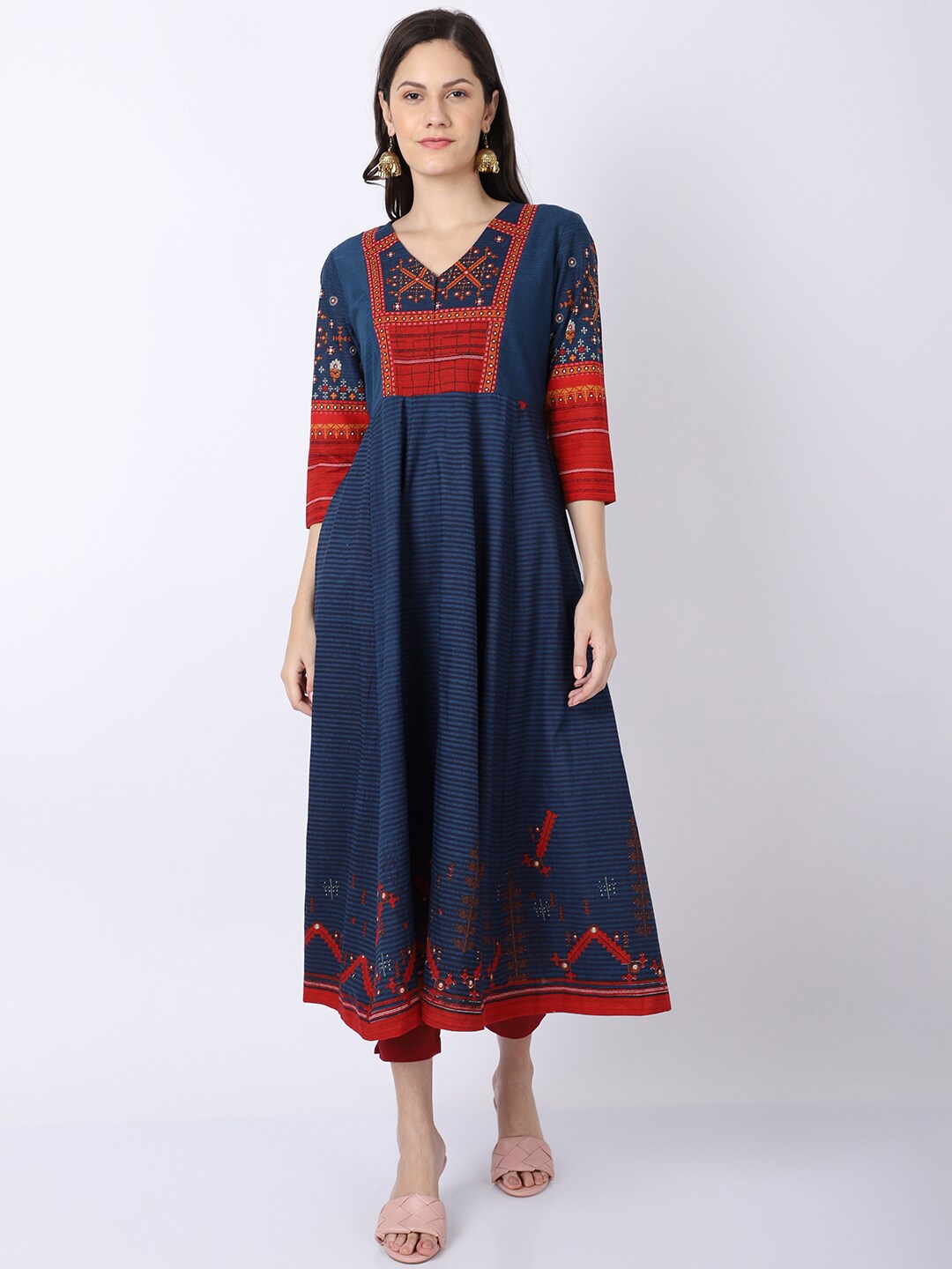 

Cantabil Navy Blue Printed Pure Cotton Empire Kurti