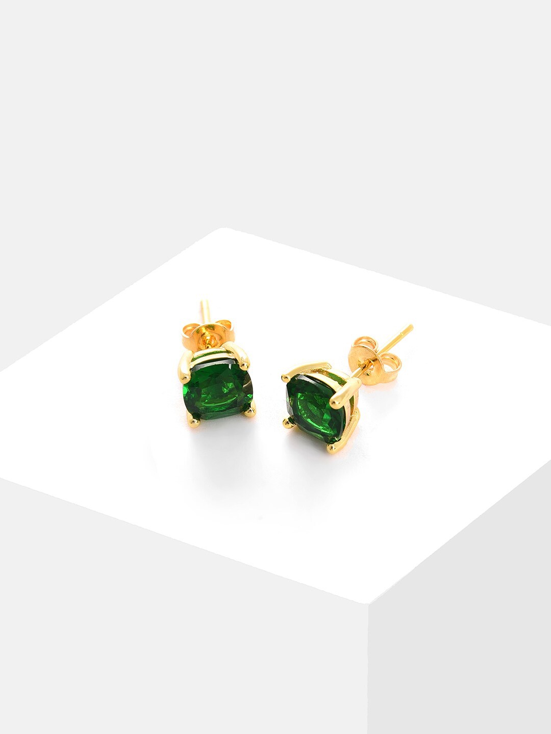 

SOHI Women Green Gold Plated Contemporary Studs Earrings