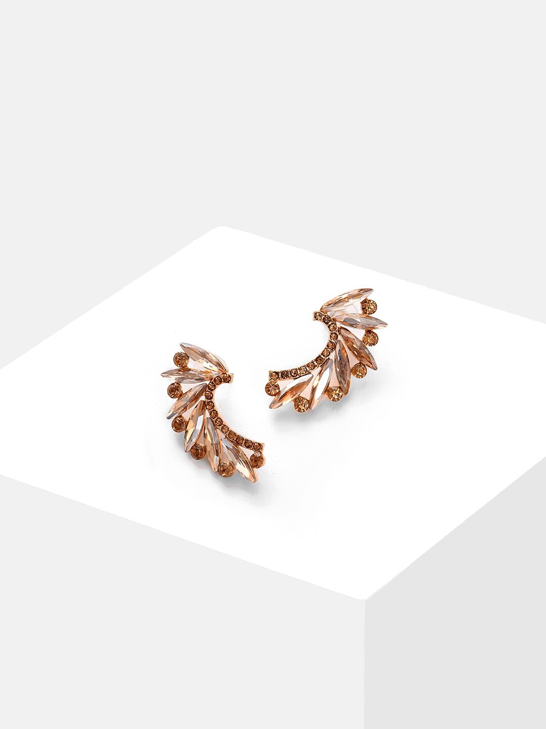 

SOHI Gold-Plated & Stone Studded Contemporary Studs Earrings