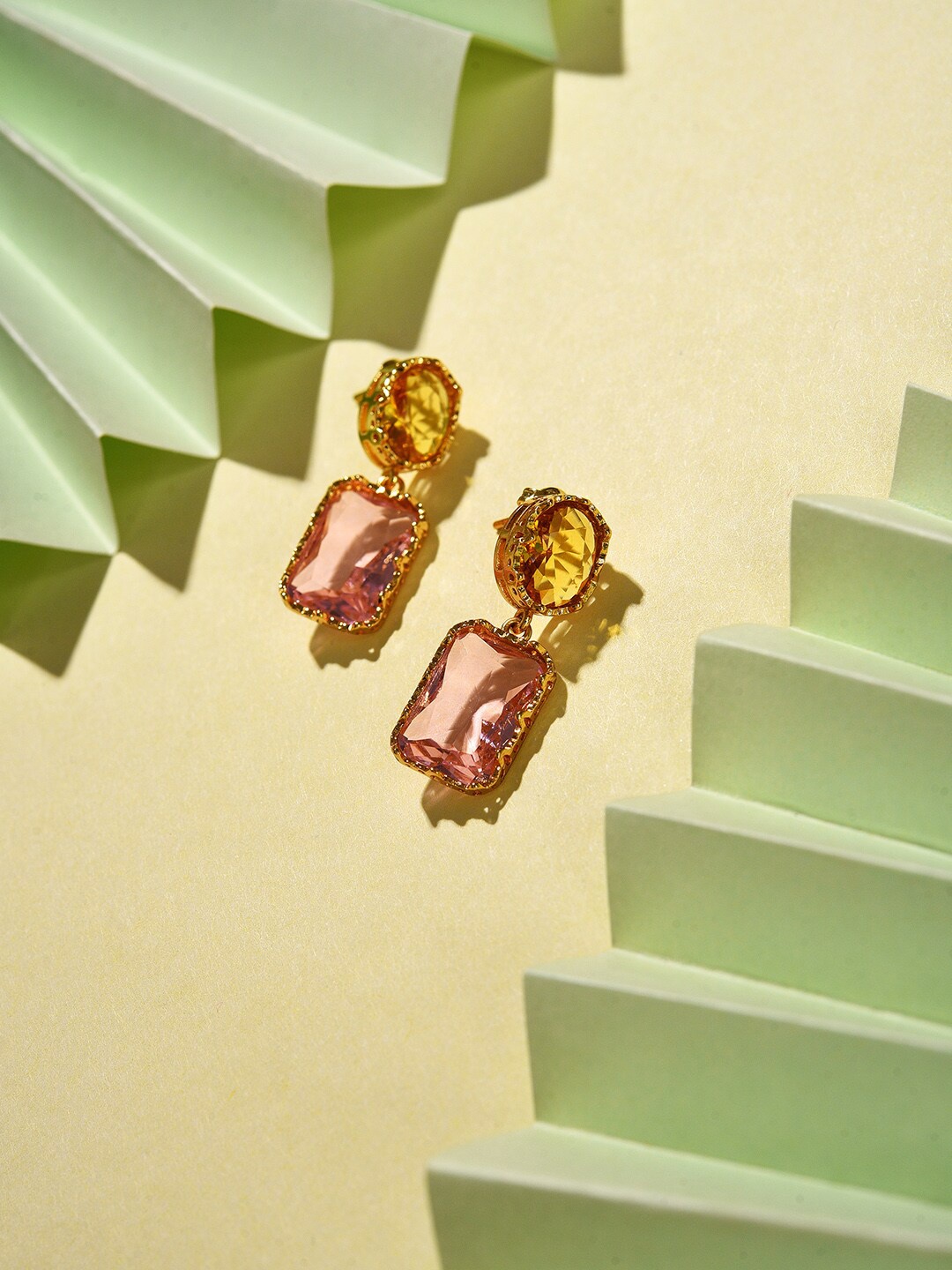 

SOHI Women Multicoloured Gold Plated Stone Drop Earrings, Multi