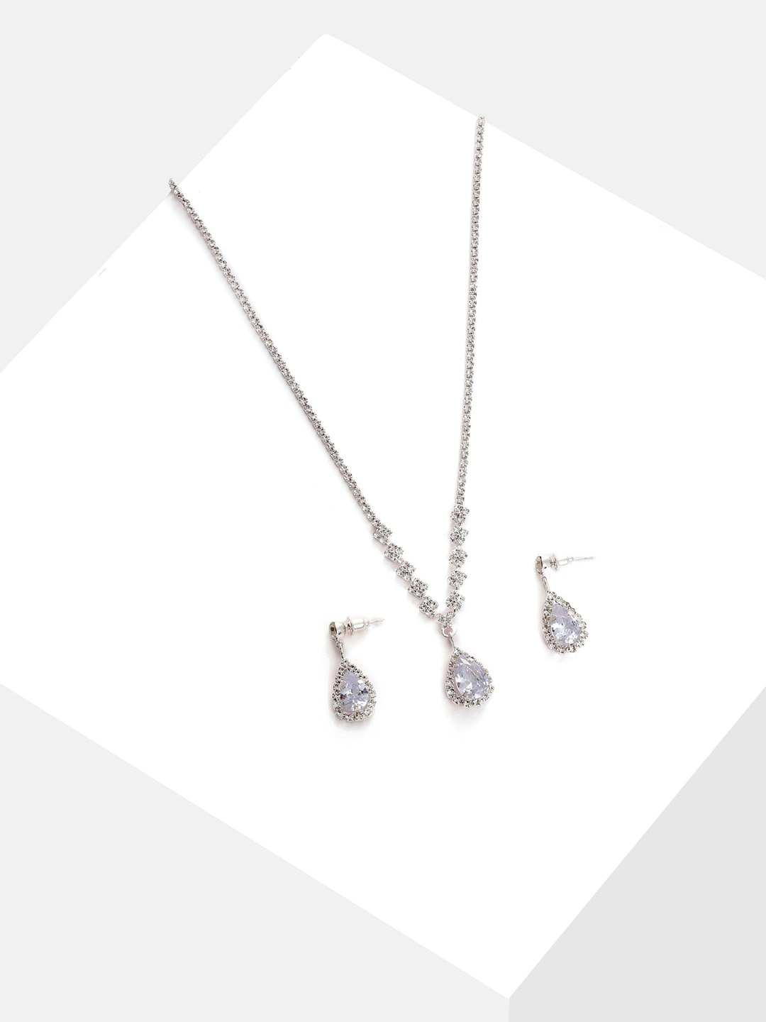 

SOHI Silver-Plated White Stone-Studded Jewellery Set