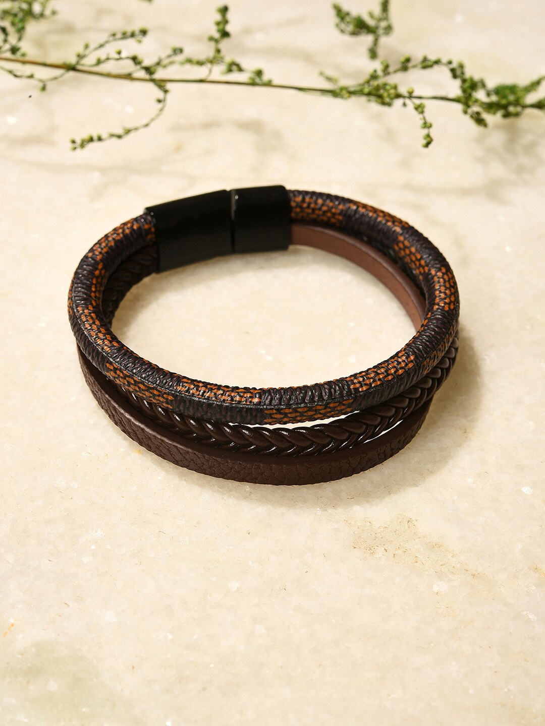 

SOHI Women Brown Leather Ring Bracelet