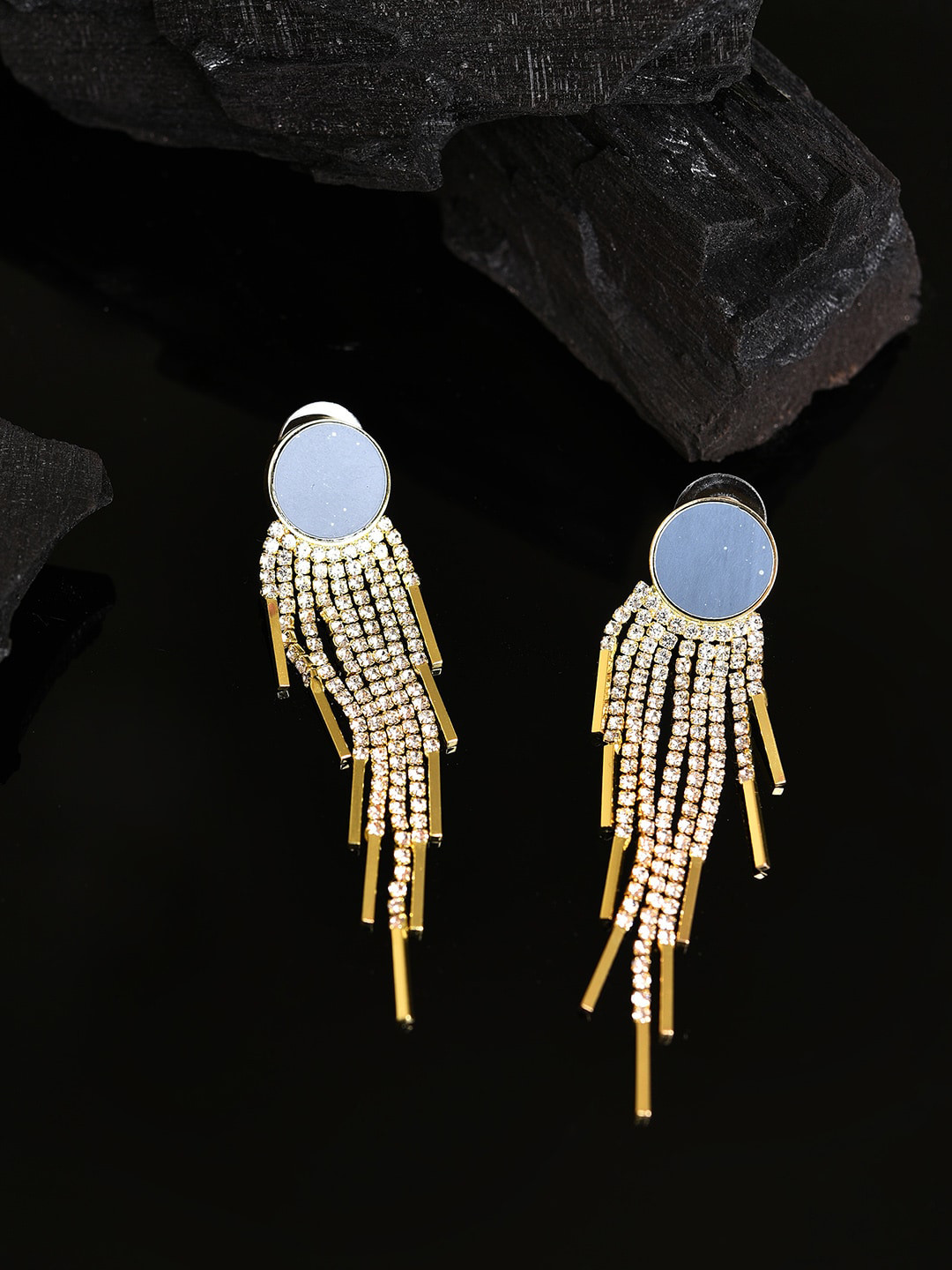 

SOHI Women Blue Gold Plated Designer Stone Drop Earring