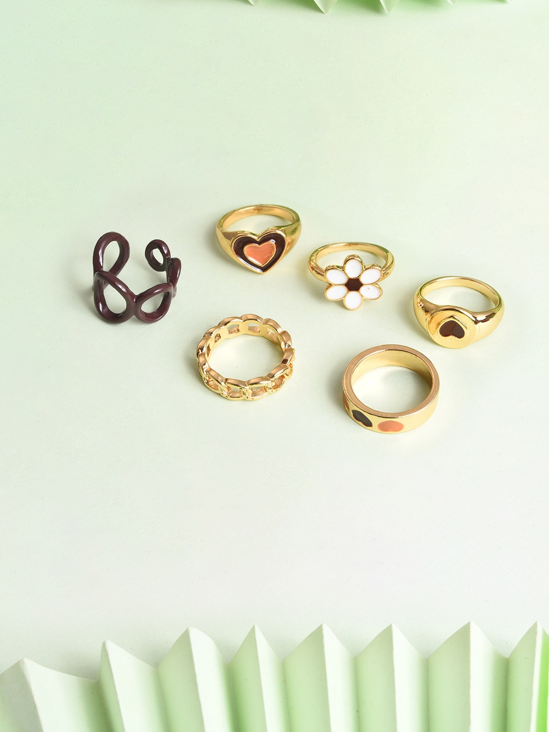 

SOHI Set of 6 Gold-Plated Rings