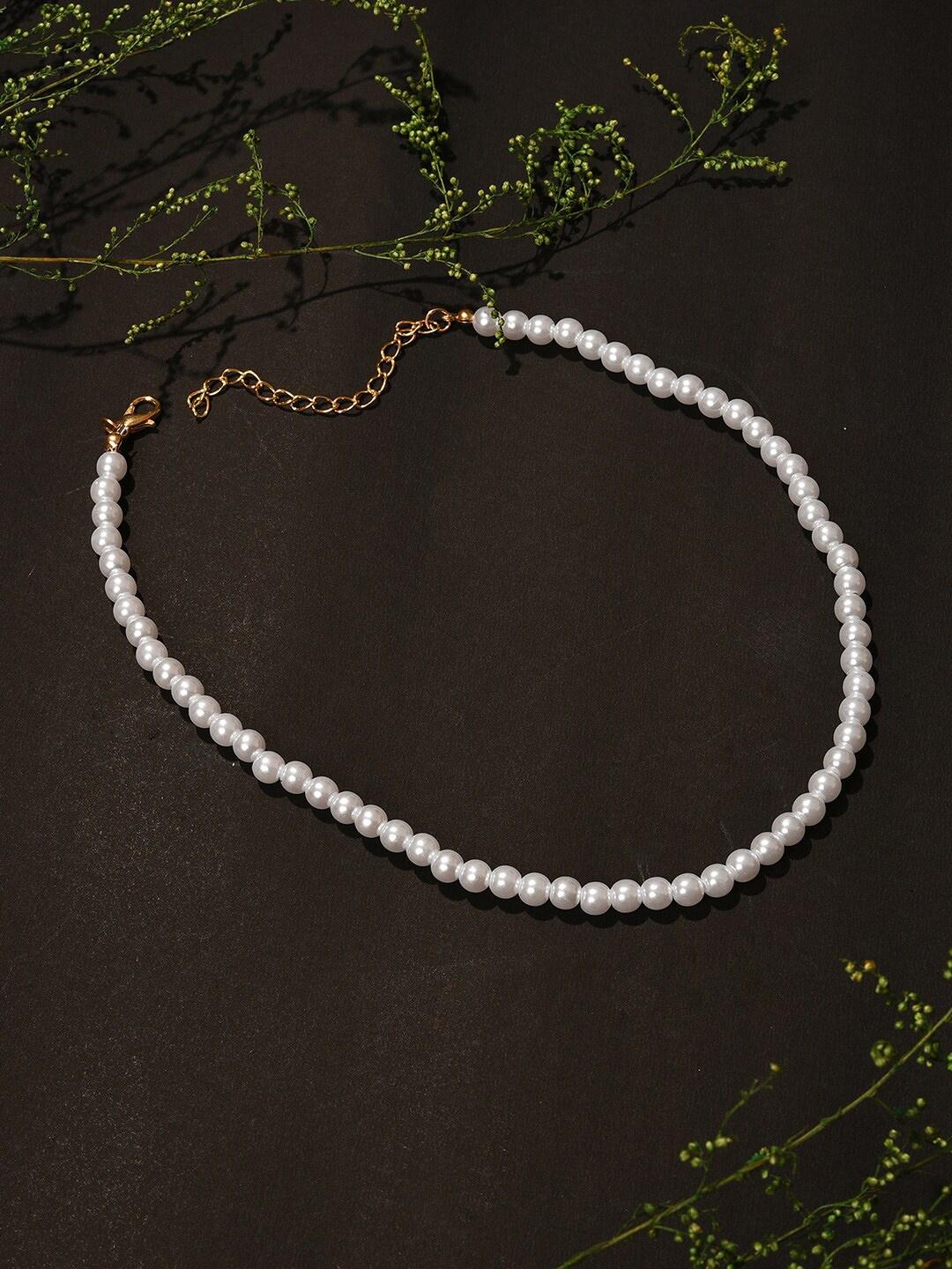 

SOHI Gold-Toned & White Gold-Plated Pearls Chain