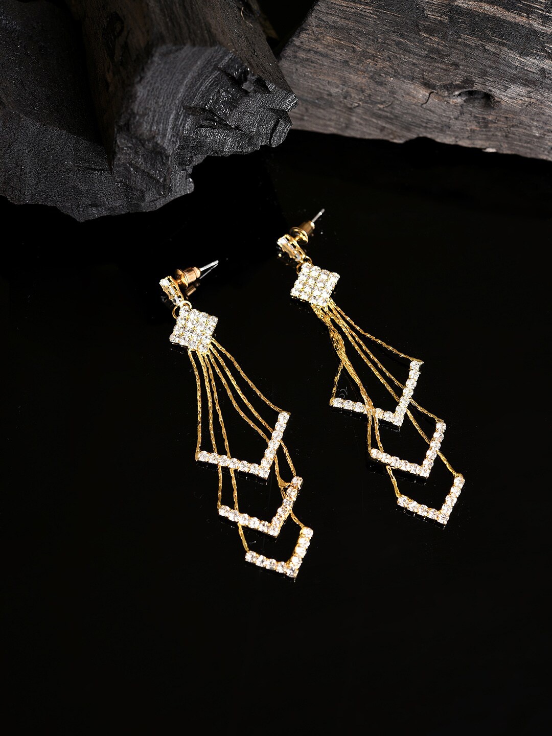 

SOHI Women Gold Plated Contemporary Drop Earrings