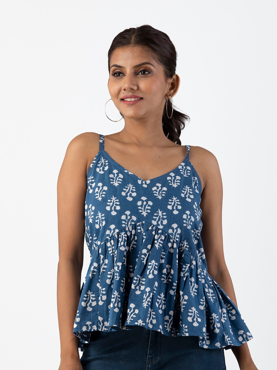 

KALINI Blue Floral Print Top