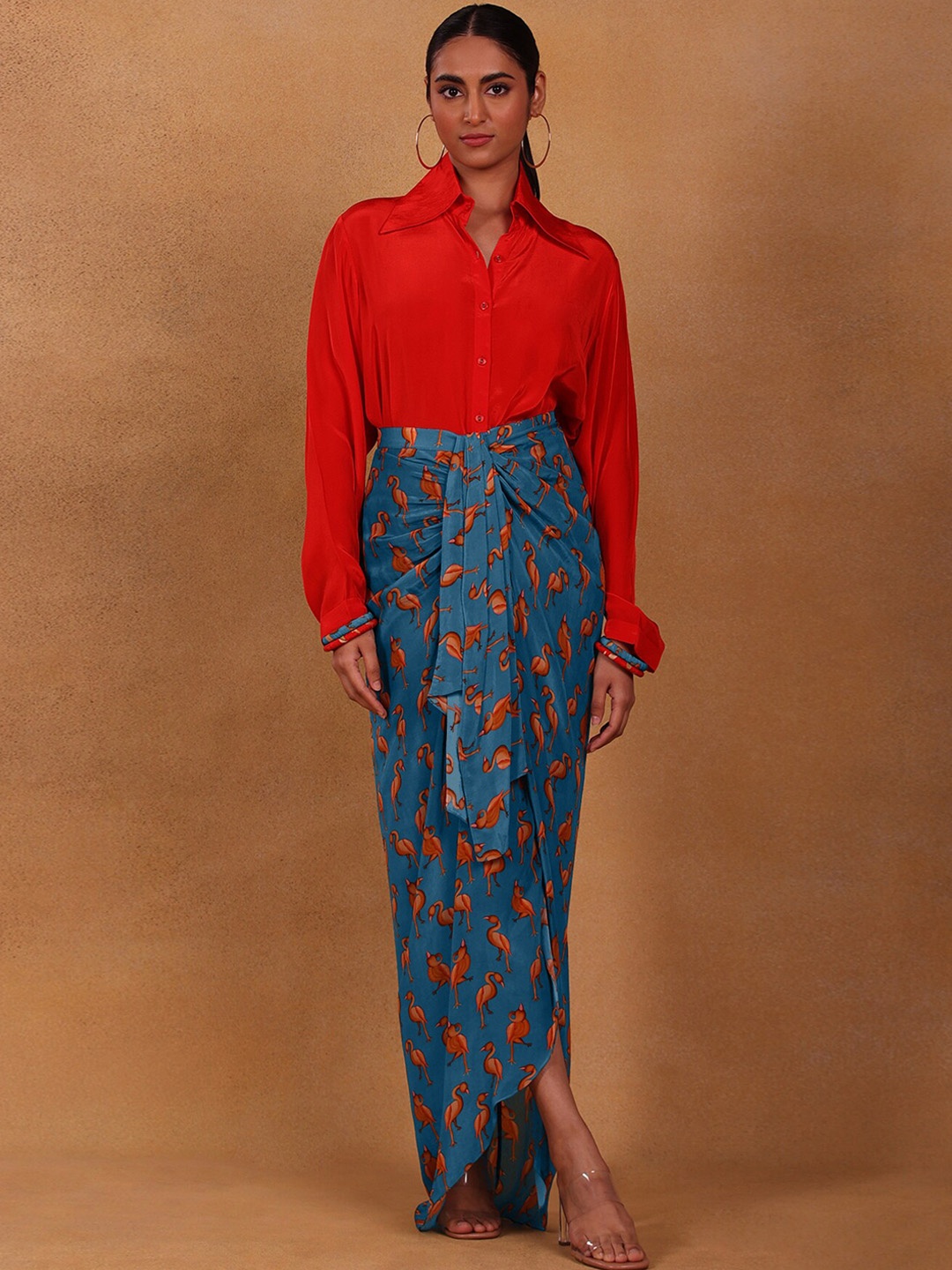 

Masaba Printed Top with Skirt, Red