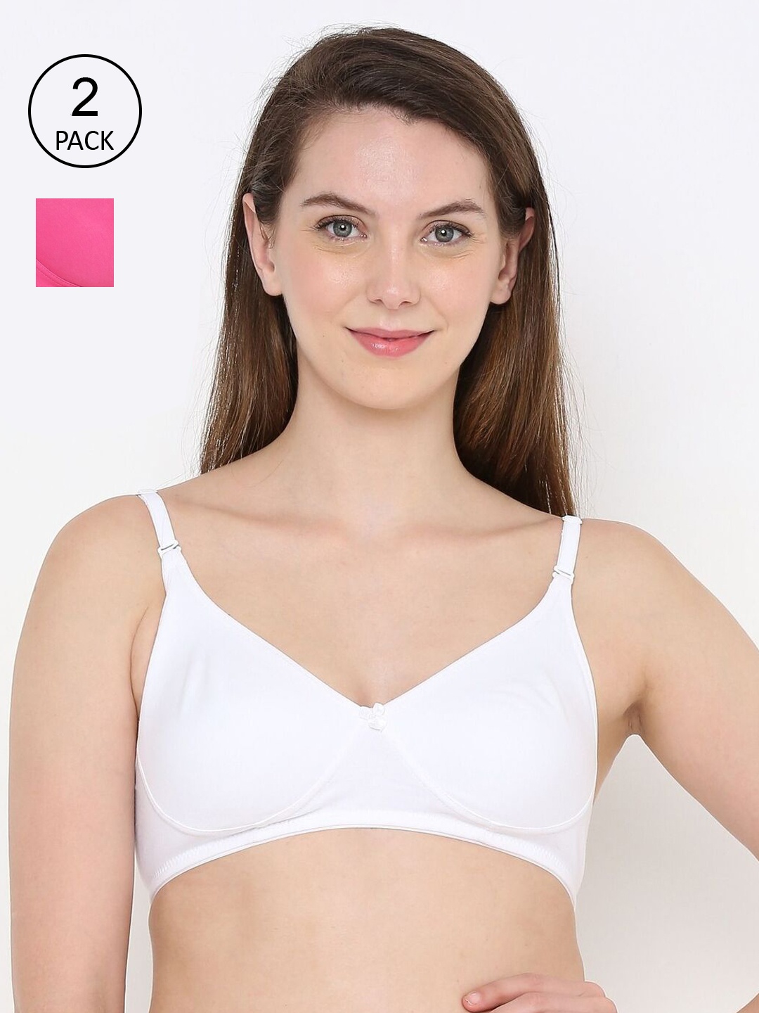 

Berrys Intimatess White & Pink Pack Of 2 Double Layered Non Wired Bra