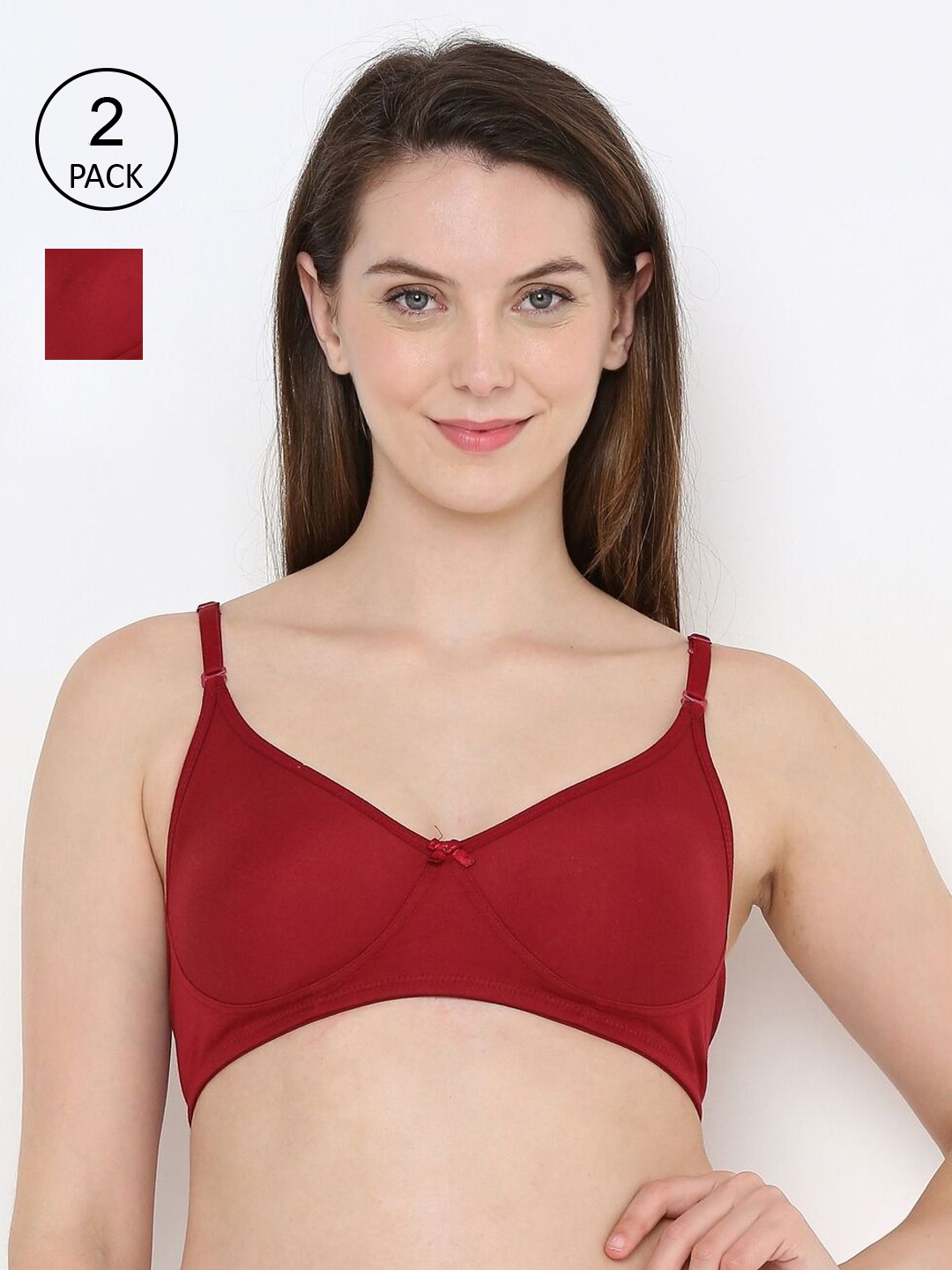 

Berrys Intimatess Maroon Pack Of 2 Double Layered Non Wired Everyday Bra