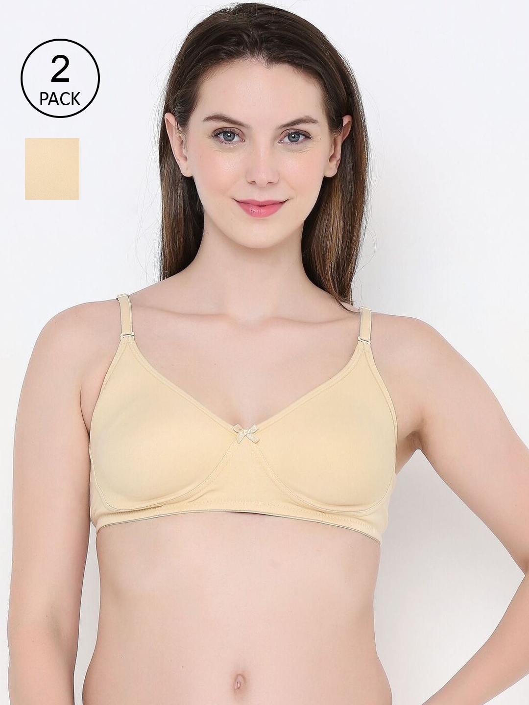 

Berrys Intimatess Beige Pack Of 2 Double Layered Non Wired Everyday Bra