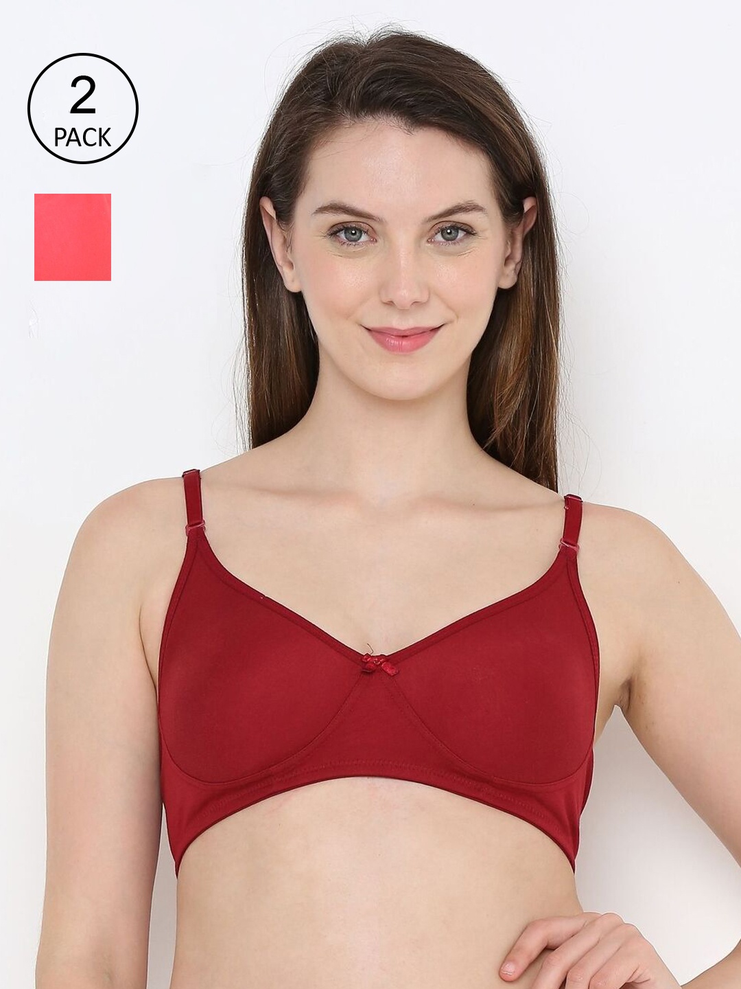 

Berrys Intimatess Pack Of 2 Maroon & Peach-Coloured Everyday Bra