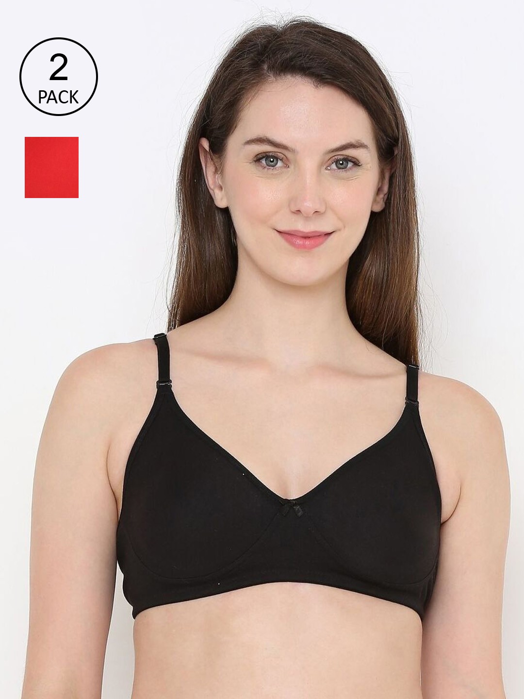 

Berrys Intimatess Black & Red Pack Of 2 Everyday Comfort Double Layered Non Wired Bra