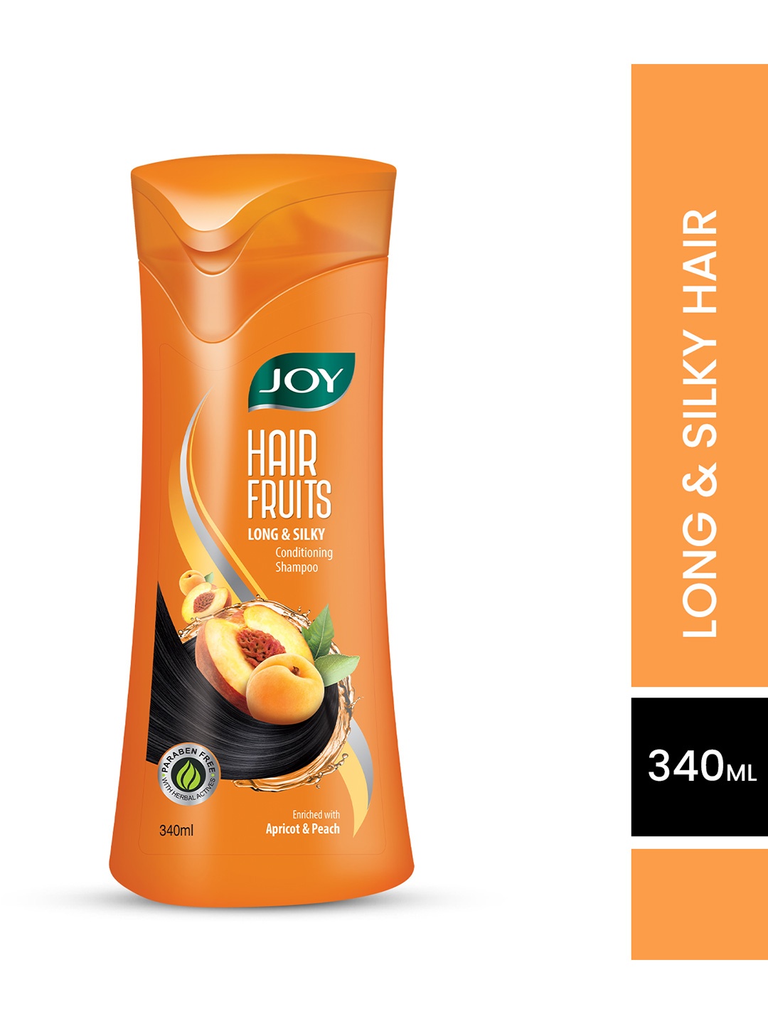 

JOY Hair Fruits Long & Silky Conditioning Shampoo with Apricot & Peach - 340 ml, Orange