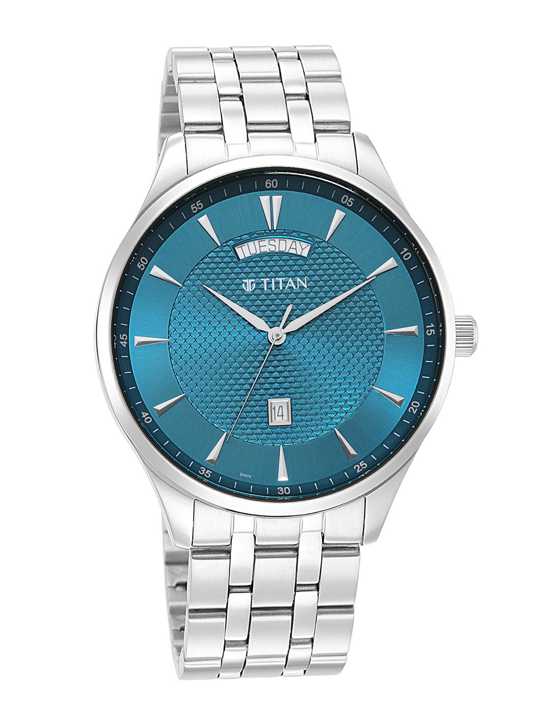 

Titan Men Blue Dial & Stainless Steel Bracelet Style Straps Analogue Watch 90127SM01