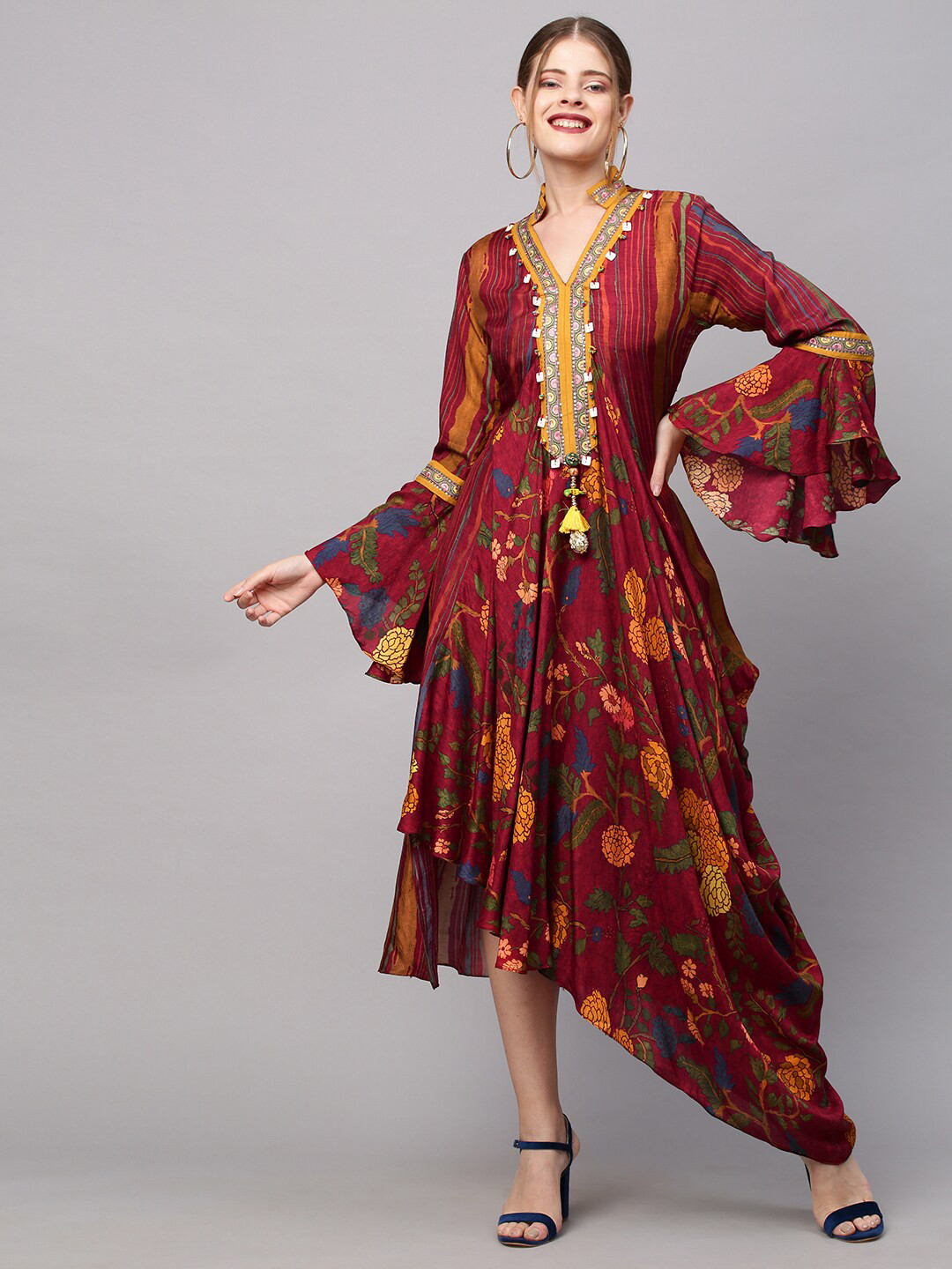 

Envy Me by FASHOR Red Ethnic Motifs A-Line Midi Dress